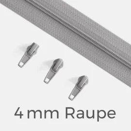 Endlos-Reißverschluss 4mm Raupe Hellgrau D132