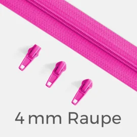 Endlos-Reißverschluss 4mm Raupe Neonpink PT806