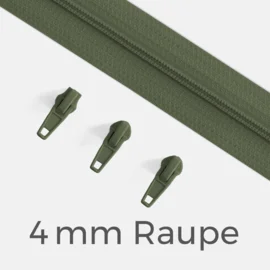 Reißverschluss Endlos Perlonraupe 4mm Zipper Army D170