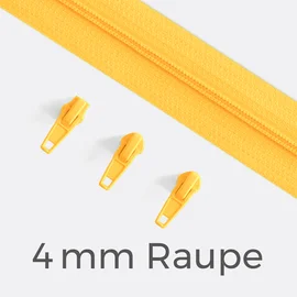 Reißverschluss Endlos Perlonraupe 4mm Zipper Gelb B10
