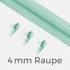 Reißverschluss Endlos Perlonraupe 4mm Zipper Mint D871