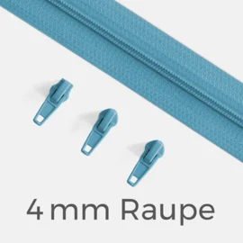 Reißverschluss Endlos Perlonraupe 4mm Zipper Türkisblau B46