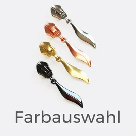 Zipper in Blattform in den Farben gold, silber, kupfer und gunmetal