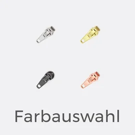 Zipper für 4mm-Endlos-Reißverschluss, Farbauswahl in Gold, Kupfer, Gunmetal und Silber