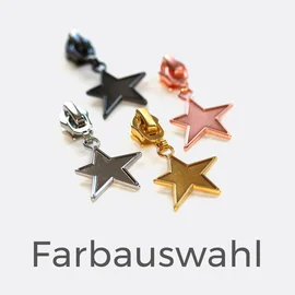 Schieber mit Sternenanhänger in 4 Farben: gold, kupfer, silber, gunmetal
