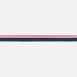 Paspel 15 mm dreifarbig dunkelblau/weiß/pink