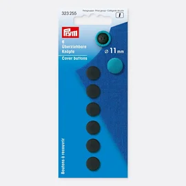 PRYM Überziehbare Knöpfe 11mm Schwarz 6Stück