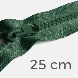 Teilbarer Reißverschluss, 25 cm, in Dunkelgrün D190