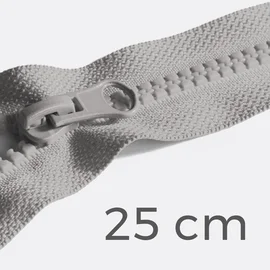 Teilbarer Reißverschluss, 25 cm, in Mausgrau B24