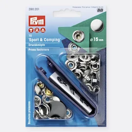 PRYM Druckknöpfe Silber 15mm Sport und Camping