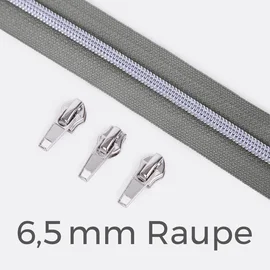 Reißverschluss Metallisiert Silber 6,5mm Mausgrau B24