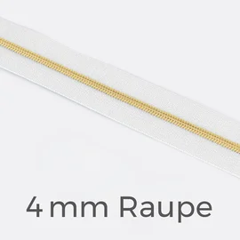 Reißverschluss Meterware Metallisiert Gold 4mm Weiß B3