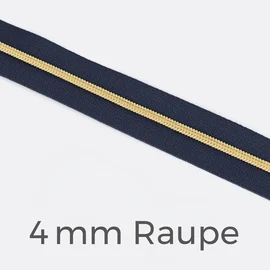 Reißverschluss Meterware Metallisiert Gold 4mm Indigo D196