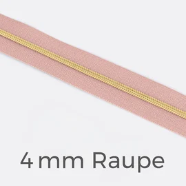 Reißverschluss Meterware Metallisiert Gold 4mm Nude D209