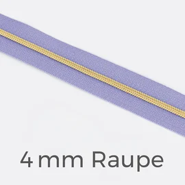 Reißverschluss Meterware Metallisiert Gold 4mm Helles Flieder D268