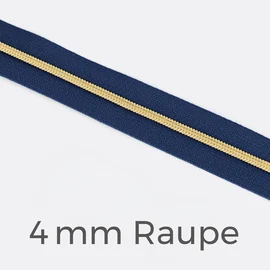 Reißverschluss Meterware Metallisiert Gold 4mm Marine D40