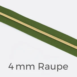 Reißverschluss Meterware Metallisiert Gold 4mm Oliv D887
