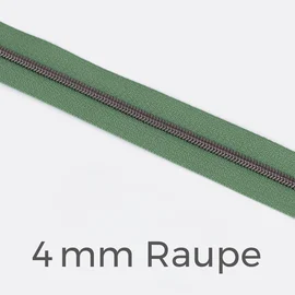 Reißverschluss Meterware Metallisiert Gunmetal 4mm Salbei D100