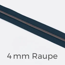 Reißverschluss Meterware Metallisiert Gunmetal 4mm Petrol D103