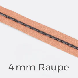 Reißverschluss Meterware Metallisiert Gunmetal 4mm Apricot D114
