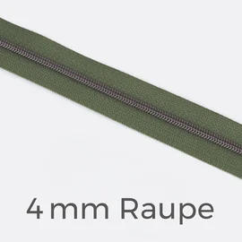 Reißverschluss Meterware Metallisiert Gunmetal 4mm Army D170