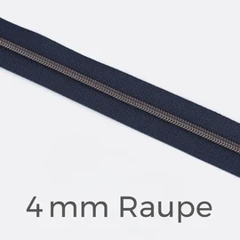 Reißverschluss Meterware Metallisiert Gunmetal 4mm Indigo D196