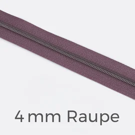 Reißverschluss Meterware Metallisiert Gunmetal 4mm Blasslila D206