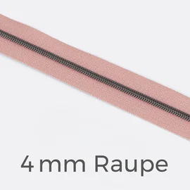 Reißverschluss Meterware Metallisiert Gunmetal 4mm Nude D209