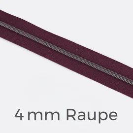 Reißverschluss Meterware Metallisiert Gunmetal 4mm Beere D230