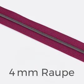Reißverschluss Meterware Metallisiert Gunmetal 4mm Fuchsia D258