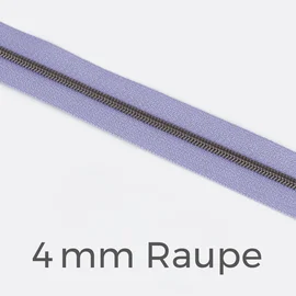 Reißverschluss Meterware Metallisiert Gunmetal 4mm Helles Flieder D268