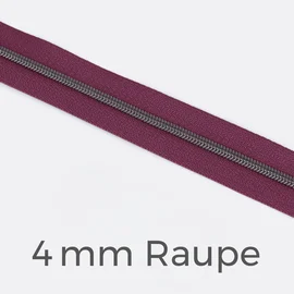 Reißverschluss Meterware Metallisiert Gunmetal 4mm Dunkles Altrosa D285