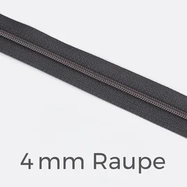 Reißverschluss Meterware Metallisiert Gunmetal 4mm Dunkelgrau D306
