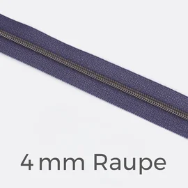 Reißverschluss Meterware Metallisiert Gunmetal 4mm Lilac D319