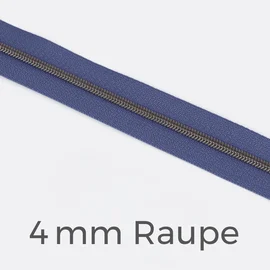 Reißverschluss Meterware Metallisiert Gunmetal 4mm Dunkles Flieder D321