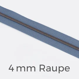 Reißverschluss Meterware Metallisiert Gunmetal 4mm Pastellblau D339