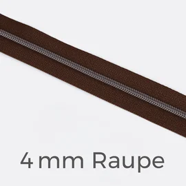 Reißverschluss Meterware Metallisiert Gunmetal 4mm Dunkelbraun D568