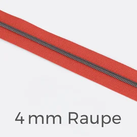 Reißverschluss Meterware Metallisiert Gunmetal 4mm Koralle D816