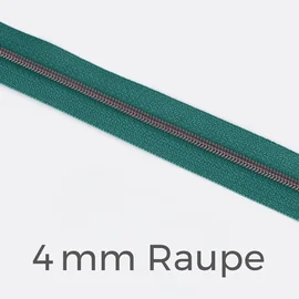Reißverschluss Meterware Metallisiert Gunmetal 4mm Dunkles Türkis D877