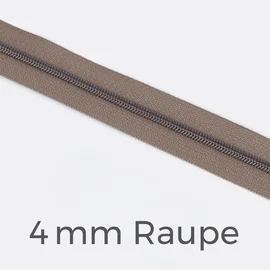 Reißverschluss Meterware Metallisiert Gunmetal 4mm Taupe D894
