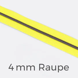 Reißverschluss Meterware Metallisiert Gunmetal 4mm Neongelb PT803