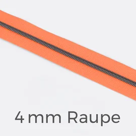 Reißverschluss Meterware Metallisiert Gunmetal 4mm Neonorange PT805