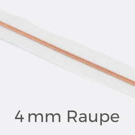 Reißverschluss Meterware Metallisiert Kupfer 4mm Weiß B3