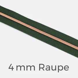 Reißverschluss Meterware Metallisiert Kupfer 4mm Dunkelgrün D190
