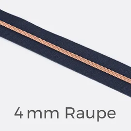 Reißverschluss Meterware Metallisiert Kupfer 4mm Indigo D196