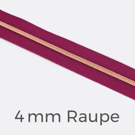 Reißverschluss Meterware Metallisiert Kupfer 4mm Fuchsia D258
