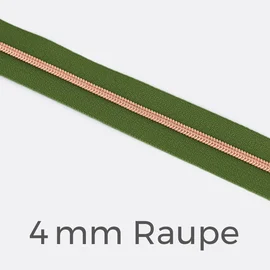 Reißverschluss Meterware Metallisiert Kupfer 4mm Oliv D887