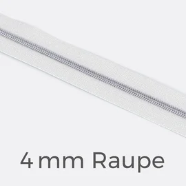 Reißverschluss Meterware Metallisiert Silber 4mm Weiß B3