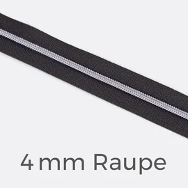 Reißverschluss Meterware Metallisiert Silber 4mm Anthrazit B39