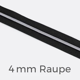 Reißverschluss Meterware Metallisiert Silber 4mm Schwarz B5